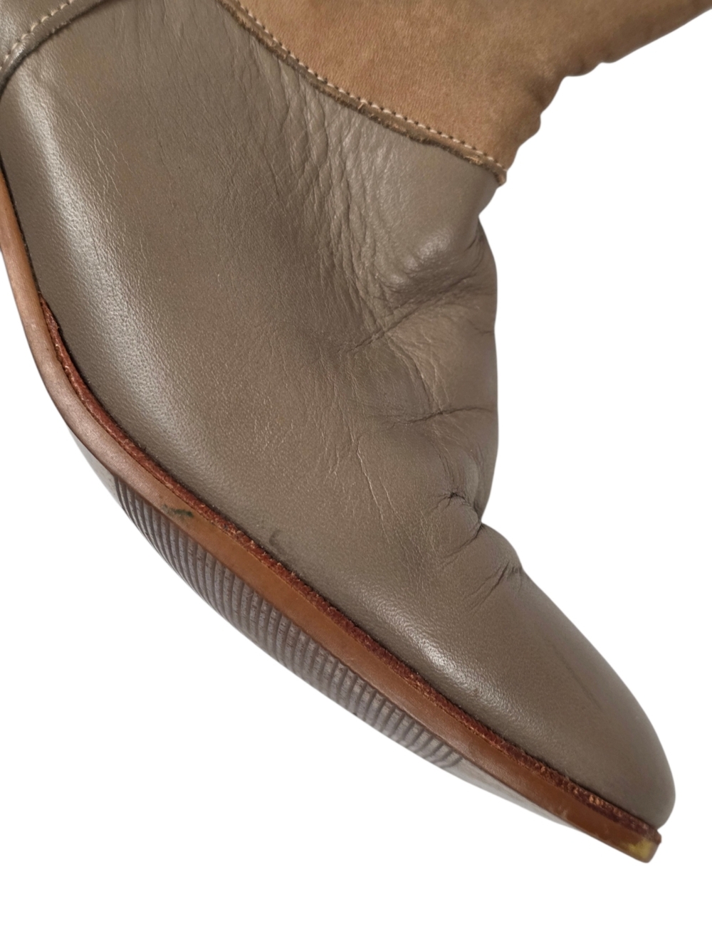 Frye 90s Y2K Slouch Boots Brown Taupe Leather Suede Mid Calf USA Women Size 6 - Picture 10 of 16